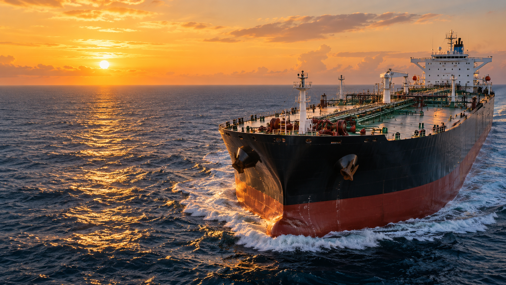 Tanker project at sunset